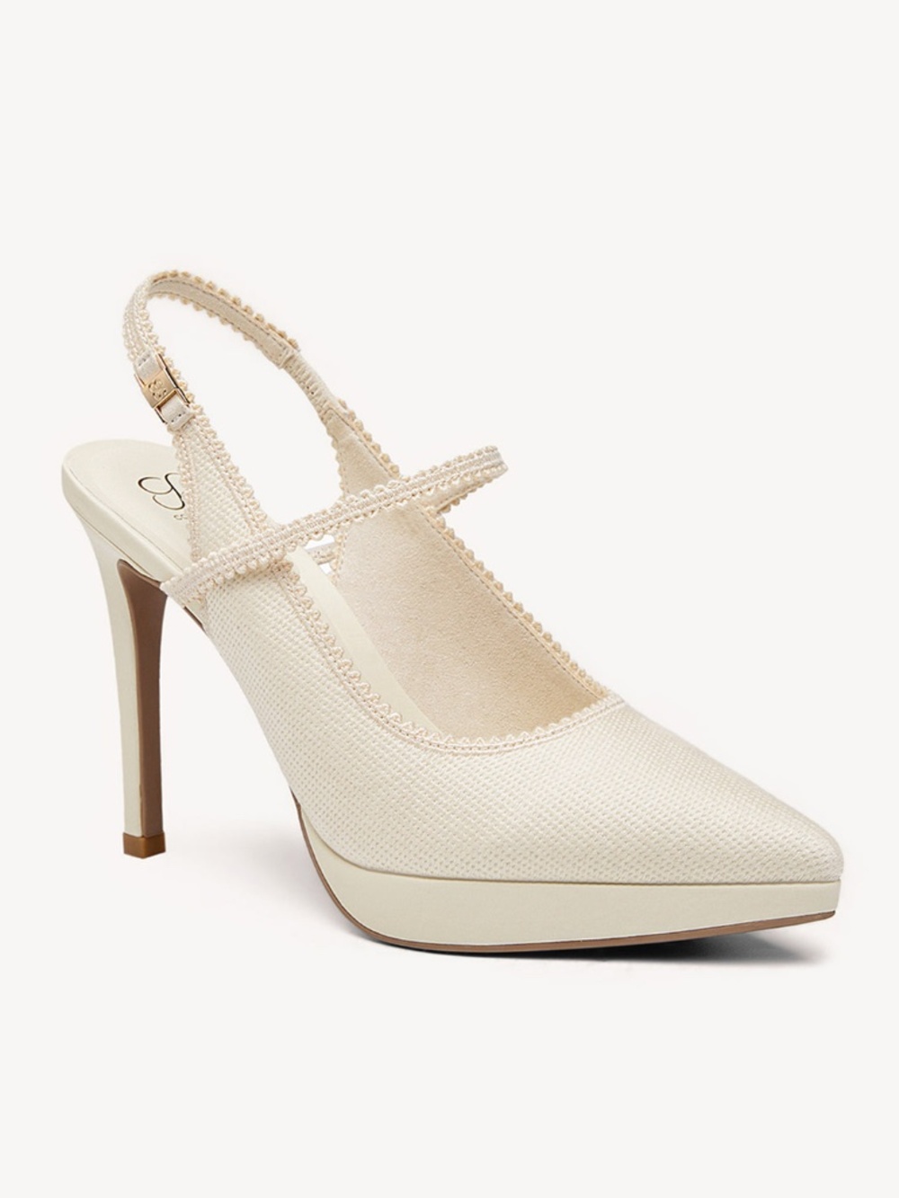 EmbroDance Pointed Toe Platform Heeled Slingback